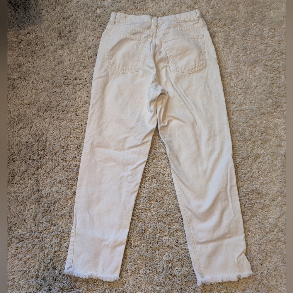 Vintage Gap High Waisted White Ankle Length Jeans Button Fly Raw Hem Size 8 - Picture 2 of 5